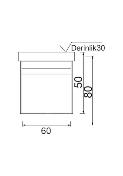 Denko Natalia 60 Cm Mdf Antrasit Gri Banyo Dolabı Alt Modül Ve Seramik Lavabo Antrasit