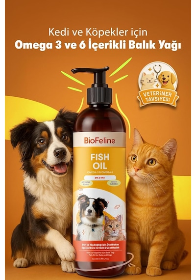 Biofeline Fish Oil Ve Omega 3 Ve 6 İçerikli Balık Yağı Ve Kedi Ve Köpekler İçin Tüy Ve Genel Zindelik Tamamlay