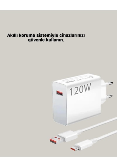 120w Güçlü Hızlı Şarj Adaptörü Ve Type-c Kablo Seti Güvenli Şarj Teknolojisi 1