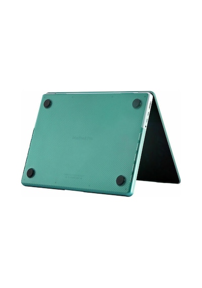Arabulalaca Apple Uyumlu MacBook Pro 14 A2779 2023 Karbon Desen Kılıf Su Yeşil
