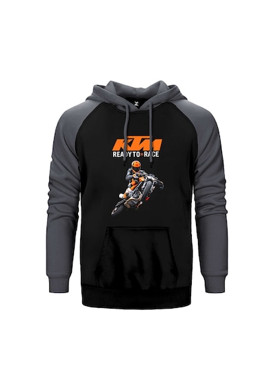 Ktm Ready To Race Moto Gri Renk Reglan Kol Kapşonlu Sweatshirt Gri