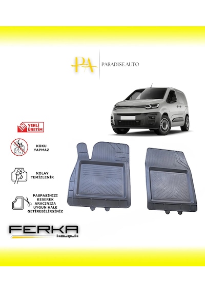 Citroen Berlingo 3 2019 Ve Üstü Ön 2 Parça Uyarlanabilir Universal Havuzlu Paspas