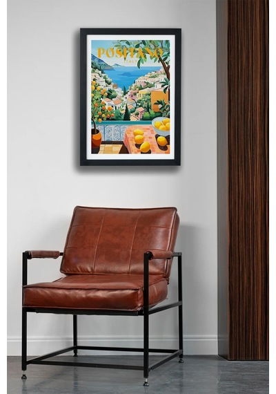 Travel Seri-e Posıtano Kafe Salon Oturma Odası Siyah Çerçeveli Poster Tablo