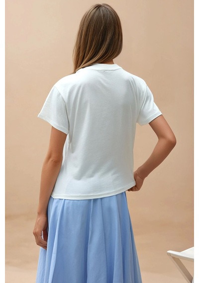 Hiccup Baskı Detaylı Regular Fit Bisiklet Yakalı %100 Pamuklu T-shirt Maya Mavisi