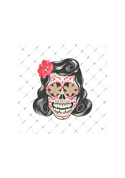 Bay Etiket Skl5 Cicek Gozlu Sugar Skull Kurukafa Sticker