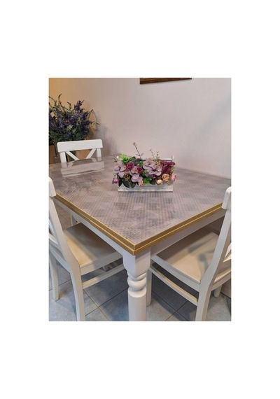 Kalın Pvc Masa Koruyucu 1.2 Mm Mika Örtü, 70 Ve 80 Cm En, Mermer Desen 32pvc1.2.mermer30 Şeffaf