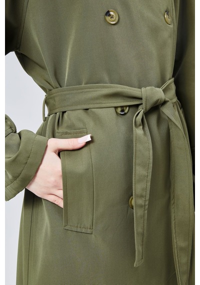 Kadın Oversize Kuşaklı Trençkot Haki