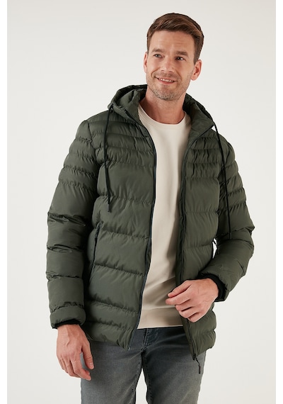 Buratti Su Itici Slim Fit Soğuğa Ve Rüzgara Dayanıklı Kapüşonlu Şişme Erkek Mont 649005 Haki
