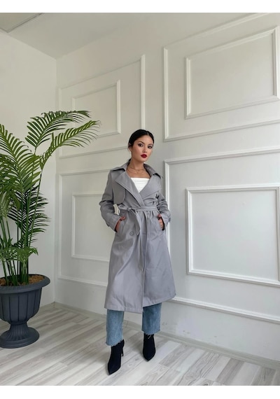 Keymoda Kadın Trençkot Gri Gri