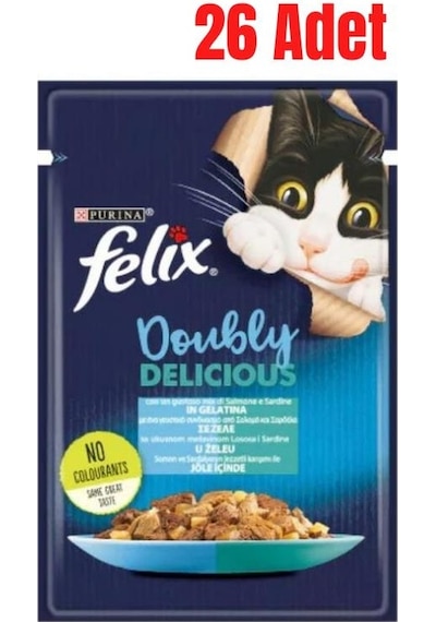 Purina Felix Somonlu & Sardalyalı Yetişkin Kedi Konservesi 26 x 85 G