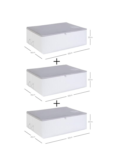 3'lü Büyük Boy Gri Renk Stuff & Things Baza Altı Hurç Set
