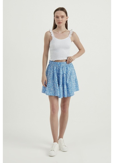 Hiccup V Yaka Fermuarlı Crop Top Beyaz