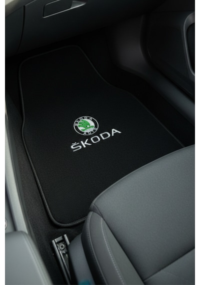 Skoda Uyumlu Nakış İşlemeli 5 Li Oto Halı Paspas Seti