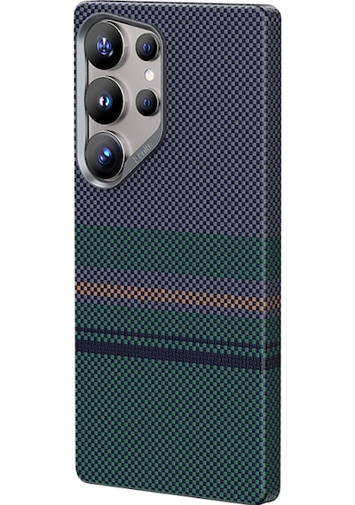 Galaxy Uyumlu S25 Ultra Kılıf Magsafe Özellikli Karbon Fiber Tasarımlı Benks Aurora Armorair Kevlar Yeşil