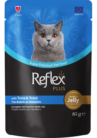 Reflex Plus Jöle Et Parçacıklı Ton Balıklı Alabalıklı Yetişkin Kedi Konservesi 22 x 85 G