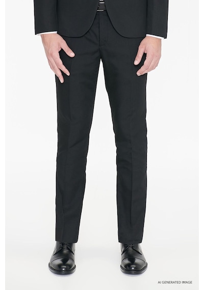AC&Co / Altınyıldız Classics ERKEK SIYAH Ekstra Slim Fit Dar Kesim Kırlangıç Yaka Takım Elbise Siyah