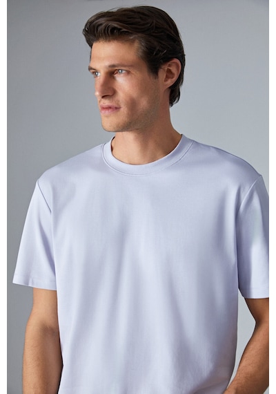 Grimelange Hıson Erkek Relaxed Bisiklet Yaka Kısa Kollu Lila T-shirt Lila
