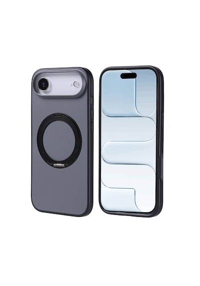 Apple Uyumlu iPhone 17 Air Kılıf M-safe Şarj Özellikli Standlı Zore Proton Silikon Kapak Siyah