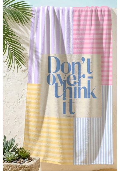 Çizgili Renk Bloklu Dont Overthink Plaj Havlusu - Pastel Akdeniz Stil Hızlı Kuruyan Mikrofiber Havlu Dalgın Mercan Çizgili Renk Bloklu Dont Overthink Plaj Havlusu - Pastel Akdeniz Stil Hızlı Kuruyan Mikrofiber Havlu Dalgın Mercan
