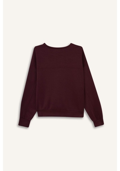 Defacto Bisiklet Yaka Modal Sweatshirt G2913ax25aubr115 Bordo