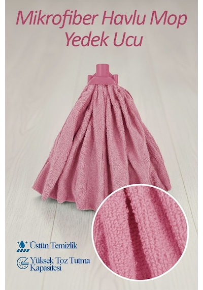 Mikrofiber Paspas Mop Yedek Ucu 1 Adet Kaliteli Mikrofiber Paspas Laminant Parke Seramik Fayans Mermer Temizlik Bezi Pembe