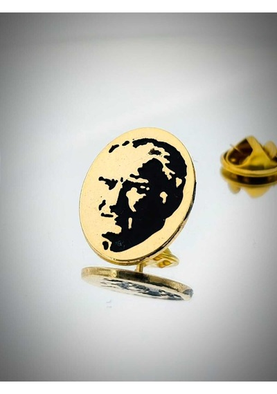 Yörük Tasarım Atatürk Altın Kaplama Döküm Yaka Rozeti Altın