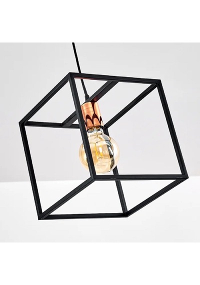 Riolıght Modern1,retro1,rustik1 Küp Metal Tekli Sarkıt Avize 25cm X 25cm Siyah
