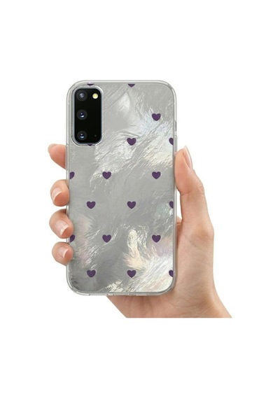 Samsung Galaxy Uyumlu S20 Fe  Kılıf Pink Heart Silikon Kılıf Lila