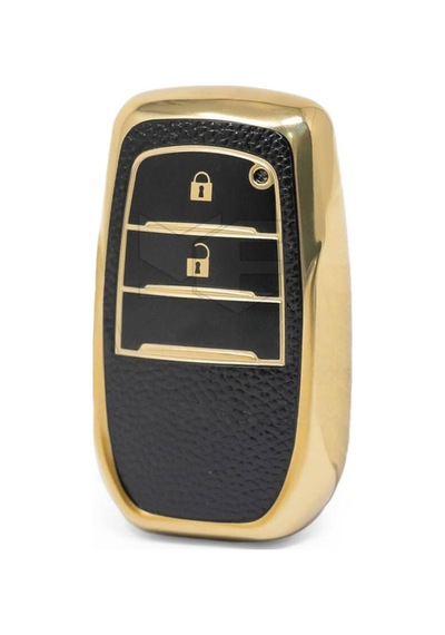 Gma Keys Lüx Toyota Hilux 2023-2024 Yılı Arası 2 Tuşlu Smart Koruma Anahtar Kılıfı Siyah Gold Altın Renk