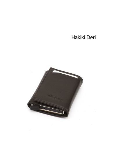 Gönderir Gönderi R Unisex Kahverengi Hakiki Deri Mekanizmalı Cüzdan Ddux77706950