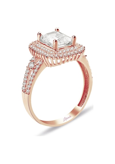 3.5 Karat Görünümlü Baget Kesim Rose Altın Yüzük