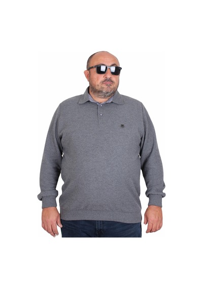 Moc Grande Mocgrande Erkek Büyük Beden Polo Yaka Sweat Orjinal 24409 Antrasit Melanj Moc Grande Mocgrande Erkek Büyük Beden Polo Yaka Sweat Orjinal 24409 Antrasit Melanj