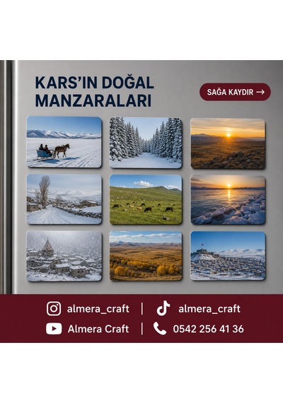 Almera Craft Kars Temalı 9 Lu Magnet Seti 6x9 Cm Kişiye Özel Buzdolabı Süsü 6cm 9cm