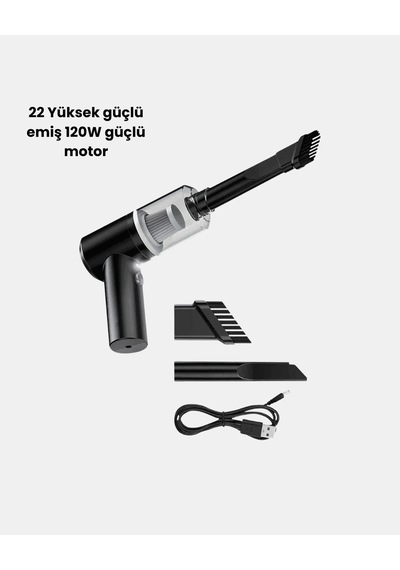 Kablosuz El Süpürgesi, 5500pa Emişli, Usb Şarjlı, Araç İçi