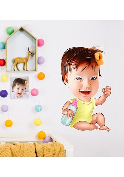 Kişiye Özel Bebek Karikatürlü Duvar Sticker 50X70CM 1