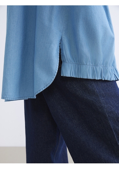 Lcwaıkıkı Classic İndigo Kapüşonlu Oversize Kadın Jean Ceket