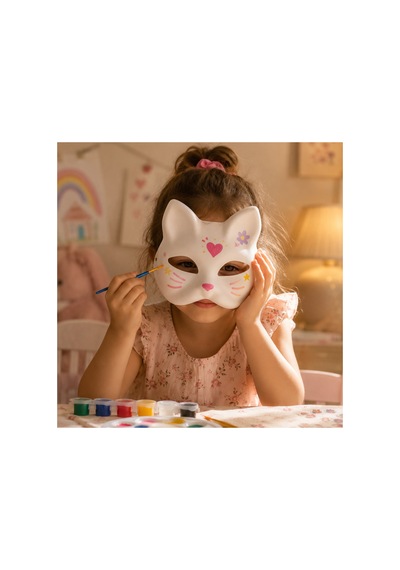 Pla Plastik Kedi Maskesi Boyama Seti 3d Baskı Maske, Boya Ve Fırça Dahil, Kendin Boya Hobi Aktivitesi Diğer