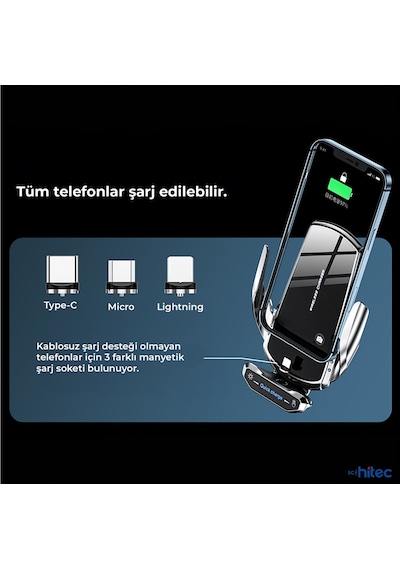 Schitec 20w Sensörlü Araç İçi Kablosuz Hızlı Şarj Aleti Ve Telefon Tutucu