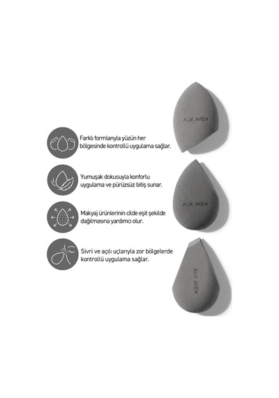 3'lü Makyaj Süngeri Seti - Yumuşak Dokunuş - Triple Makeup Sponge Set