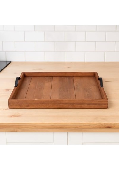 Ahşap Servis Ve Sunum Tepsisi Ceviz Renk - 60x60 Cm Diğer