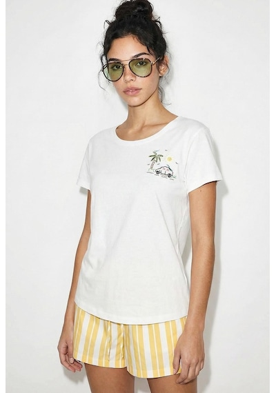 Shade Kadın Pamuk El İşi Summer Nakış Detaylı  Tasarım T-shirt 1001 60282048 - Beyaz L