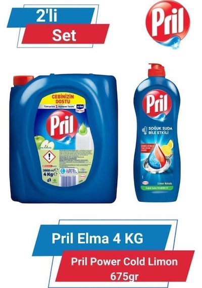 Pril Elma 4kg& Pril Power Cold Limon 675gr 2'li Set set-hnkdtj-5211-6160