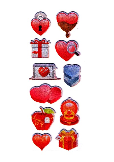 Sticker Kabartmalı Stiker Defter, Planlayıcı Etiket Cb777 16x7 Cm- Kalp Aşk