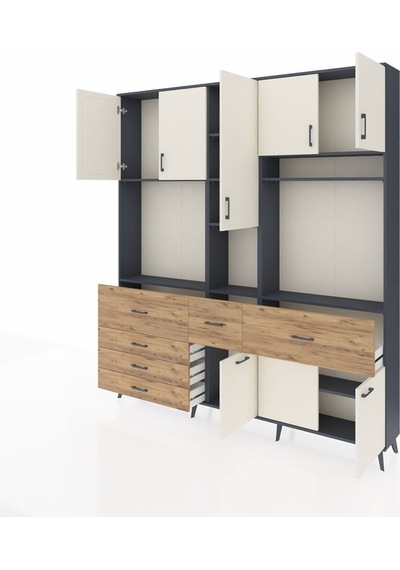 Arges Dolap 10 Raflı 6 Çekmeceli 8 Kapaklı 220x30x243 Antrasit-aytaşı/çam Aytası/atlas Çam Arges Dolap 10 Raflı 6 Çekmeceli 8 Kapaklı 220x30x243 Antrasit-aytaşı/çam Aytası/atlas Çam