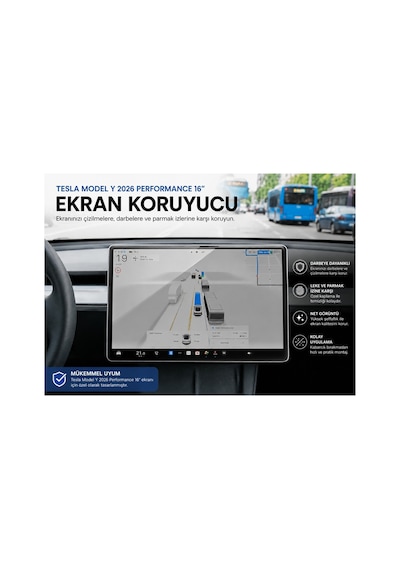 Tesla Model Y Perfrmance Paket Uyumlu 2026 Model 16 İnç Multimedya Navigasyon 9h Nano Ekran Koruyucu
