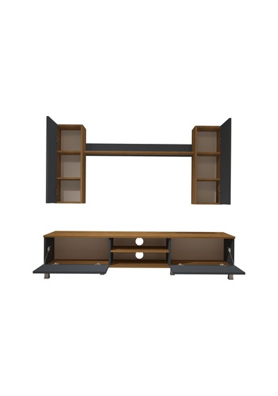 Decoraktiv Eko 7 Mdf Dvd Krom Ayaklı Tv Ünitesi Tv Sehpası Pera - Antrasit