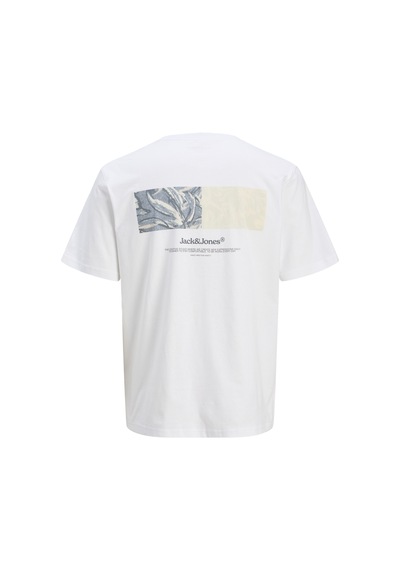 Jack & Jones Erkek Sirt Baskili Bisiklet Yaka Tisört - Split - 12297539 Bright White