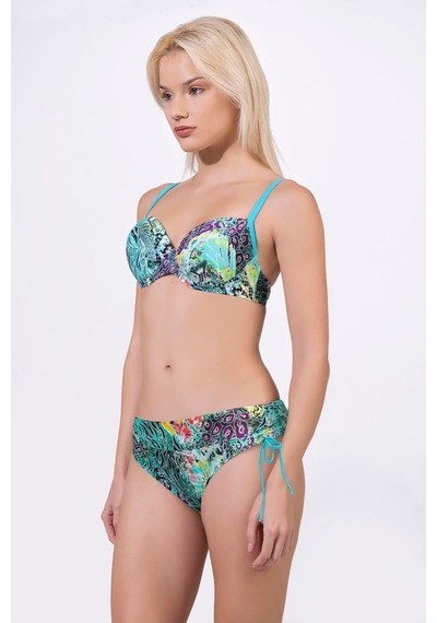 Endeep Kadın Balenli Destekli Desenli Mavi Bikini Takımı