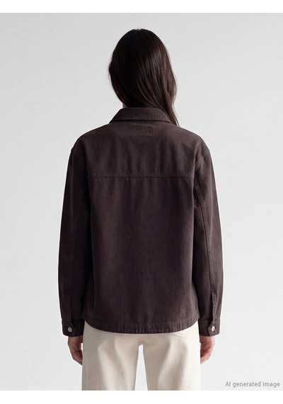 Lcw Everyday Kahverengi Gömlek Yaka Oversize Kadın Jean Ceket