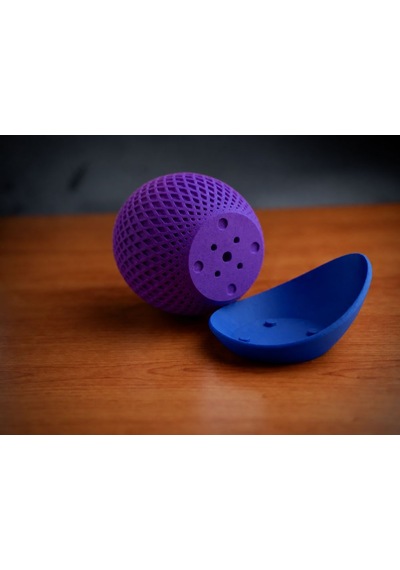 3d Baskı Küre Saksı - Kafes Dokulu İki Parçalı Dekoratif Saksı - Mor-mavi 11633638